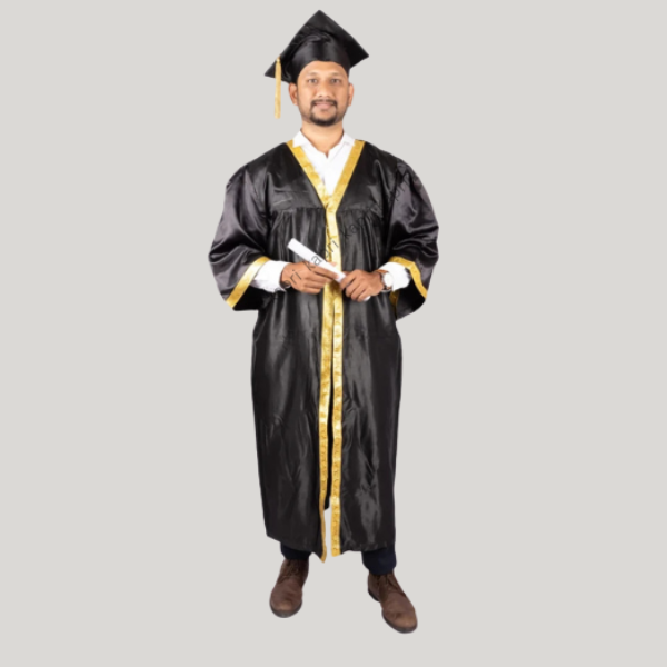 Gold Border Graduation Gown & Cap Set (Purchase)