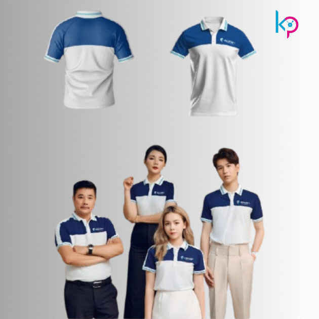 Blue & White Panel Polo T-Shirt – Unisex Corporate Wear