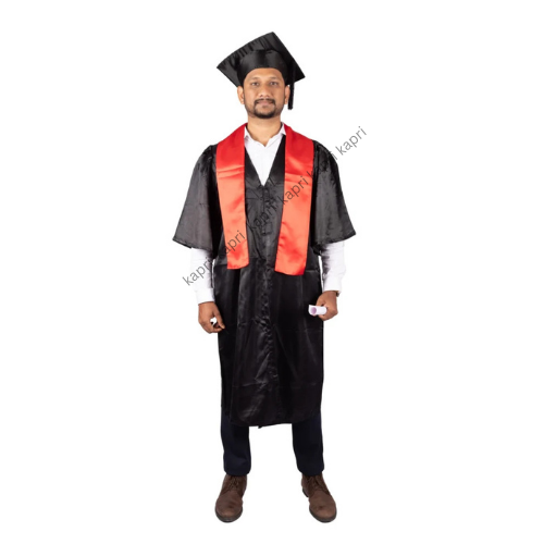 Graduation Gown, Cap & Red Sash