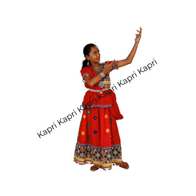 Kids Traditional Gujarati Garba Lehenga Choli – Red