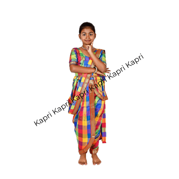 Colorful Nauvari Saree Costume for Kids