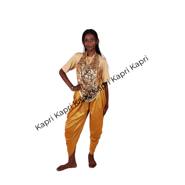 Kids’ Golden Dance Costume – Sequin Top with Dhoti Pants