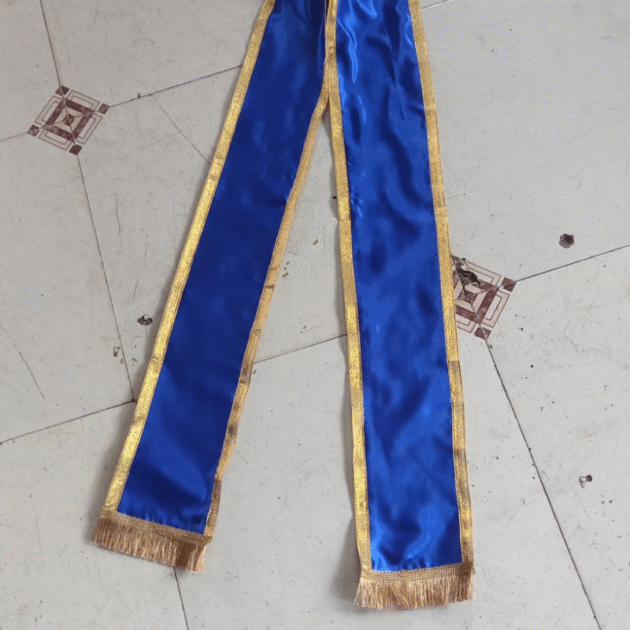 Plain Blue Graduation Stole with Gold Trim