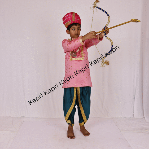 Pink Kurta With Blue Dhoti