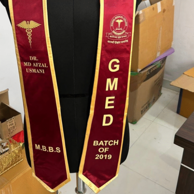 Graduation Stole – Maroon with Gold Text