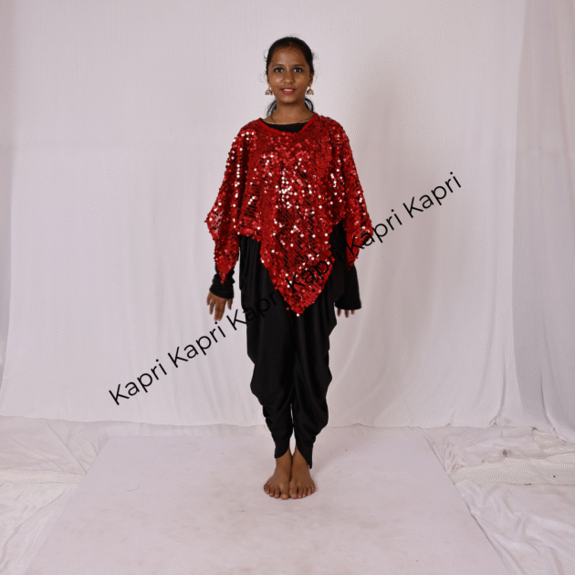 Red Top With Black Patiyala