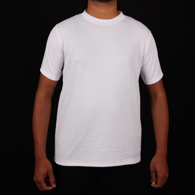 Round Neck White T-Shirts - Polyester