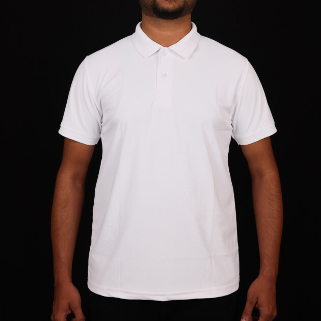 Polo Neck White T-shirts - Cotton