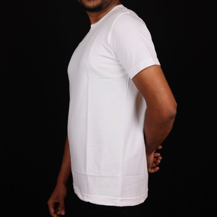 Round Neck White Tshirts - Cotton - Image 3