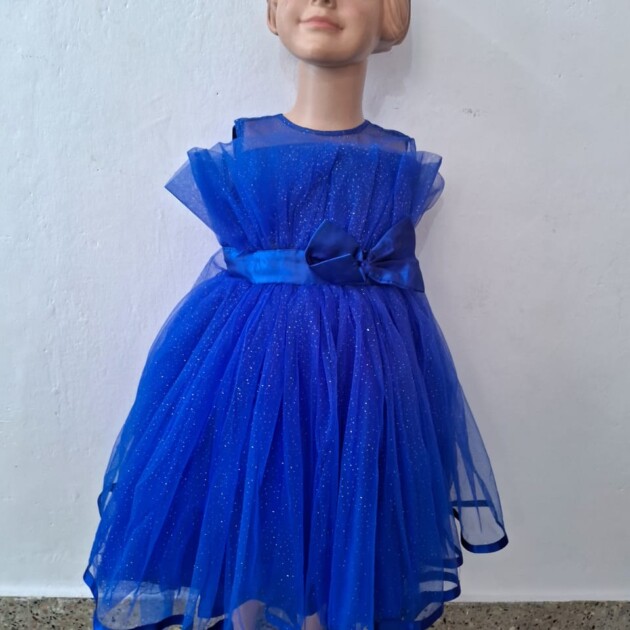 Royal Blue Sparkle Net Party Dress for Girls