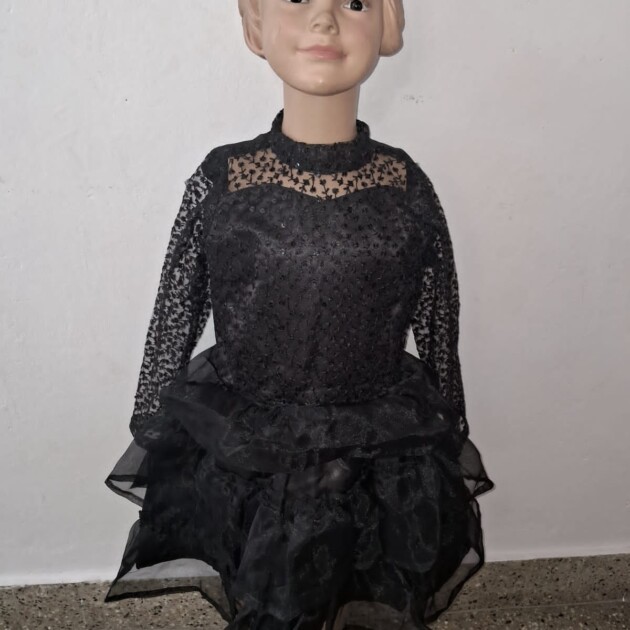 Elegant Black Net Party Dress for Girls