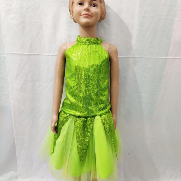 Sparkling Green Sequin & Net Dance Party Dress for Girls