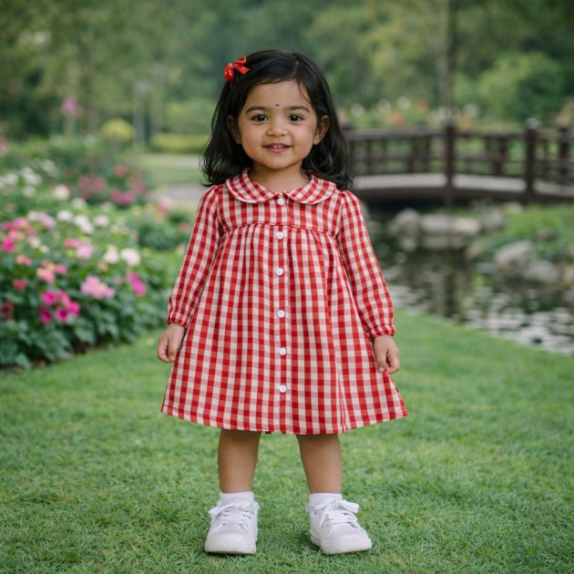 White Red Boder Frocks