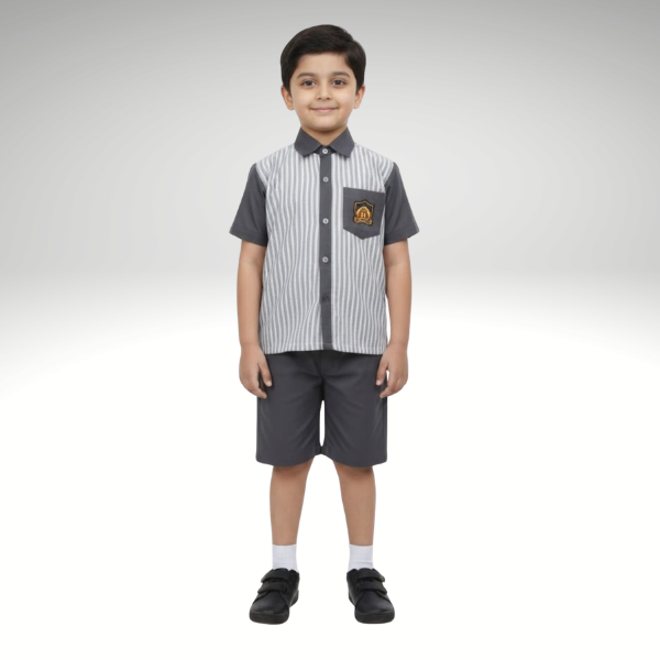 Boys School Uniform – Striped Shirt with Shorts Set