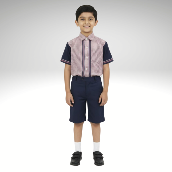 Boys Premium School Uniform Set – Half Sleeve Shirt & Navy Shorts