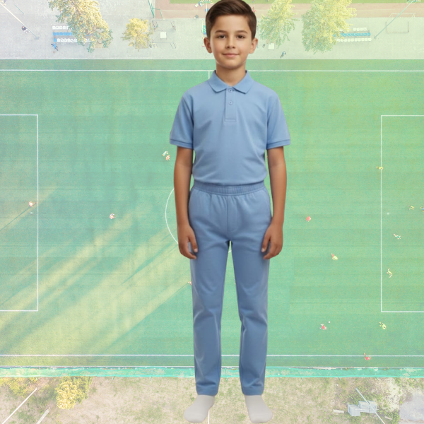 Light Blue School Uniform Set – Polo T-Shirt with Comfortable Track Pants