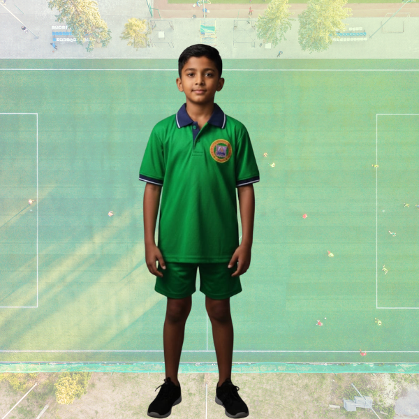 Kids Green Sports Uniform Set – Polo T-Shirt & Shorts