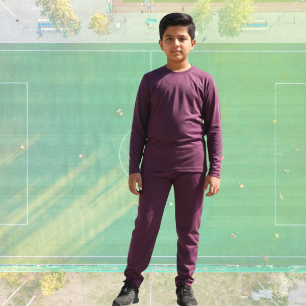 Kids Maroon Sports Uniform Set – Full Sleeve T-Shirt & Track Pants
