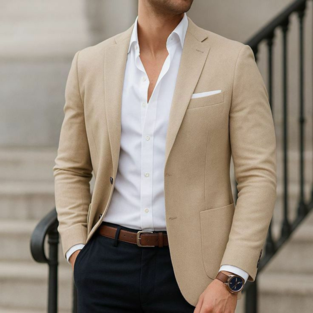Men’s Beige Slim Fit Casual Blazer