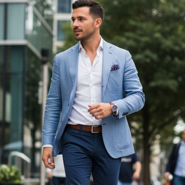 Men’s Sky Blue Slim Fit Blazer