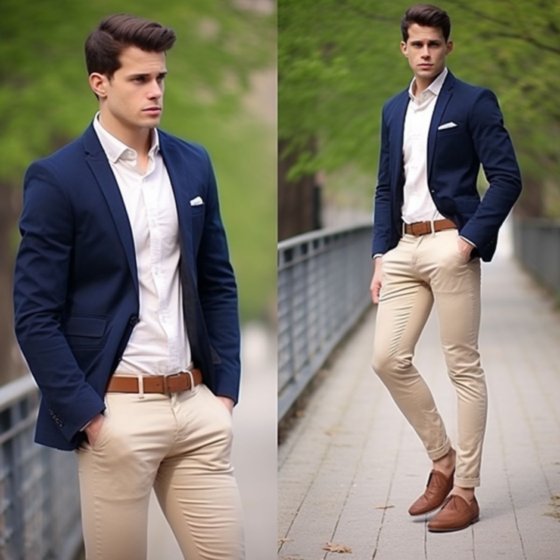 Men’s Navy Blue Smart Casual Blazer Outfit