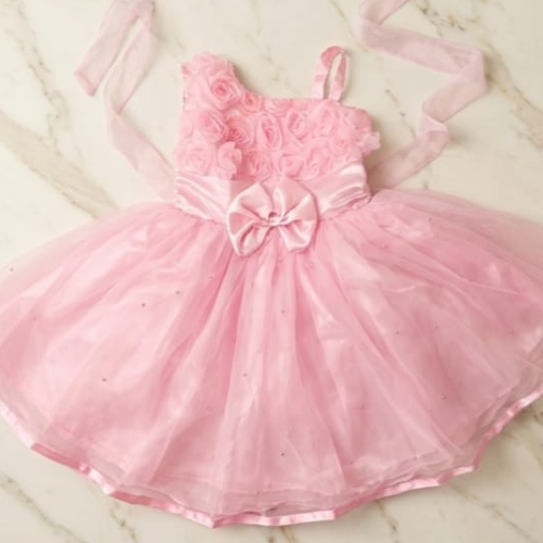 Baby Pink Floral Princess Party Dress for Girls