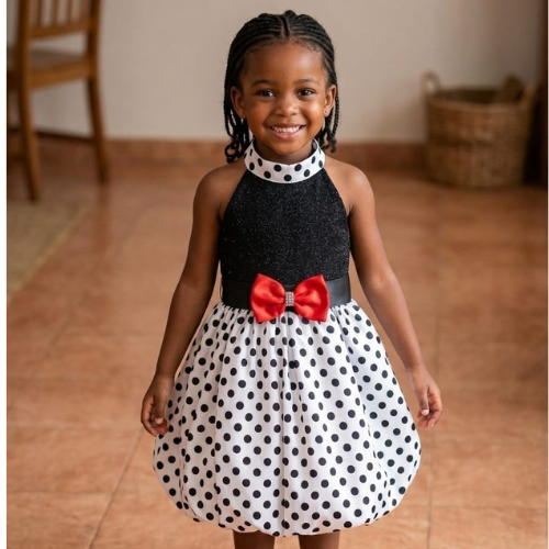 Polka Dot Bow Party Dress for Girls