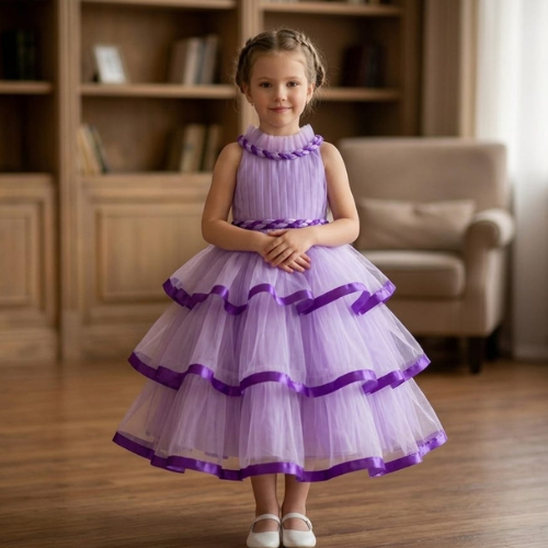 Lavender Layered Princess Party Dress for Girls