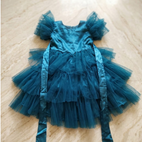 Teal Layered Tulle Party Dress for Girls