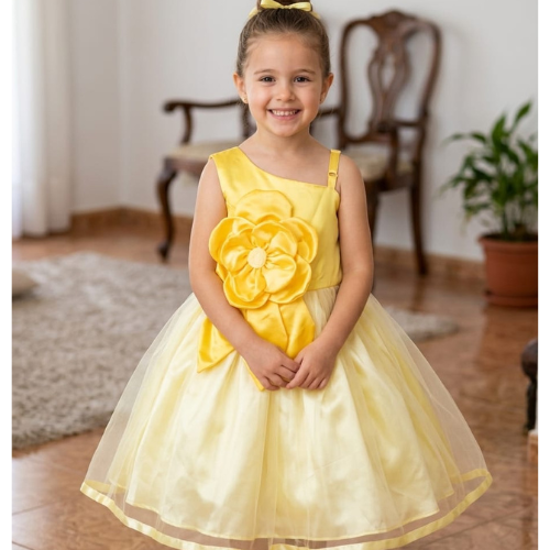Elegant Yellow Princess Party Dress for Girls