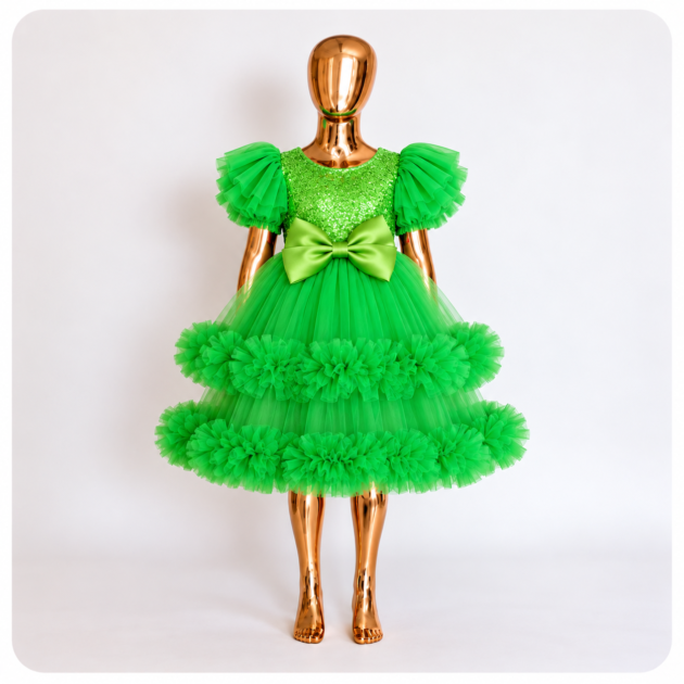 Green Tulle Princess Party Dress for Girls  Product Title