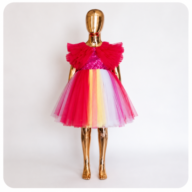 Rainbow Tulle Party Dress for Girls
